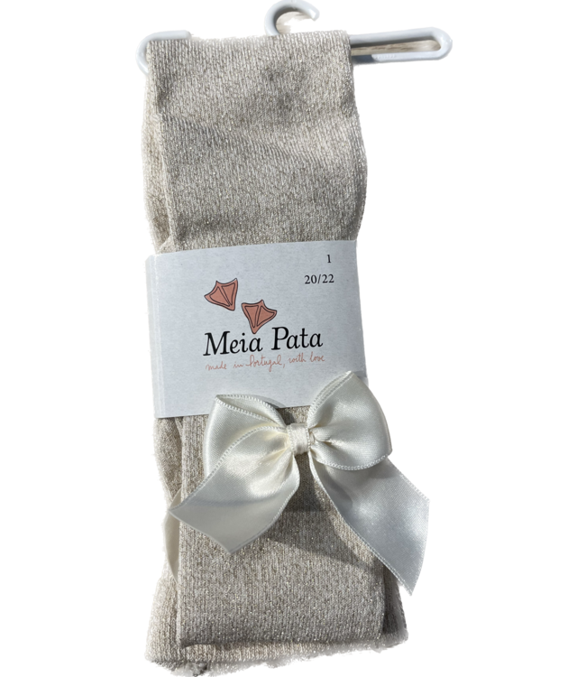 Meia Pata Meia Pata - Kousenbroek met Satijnstrik - Ivoor glinster