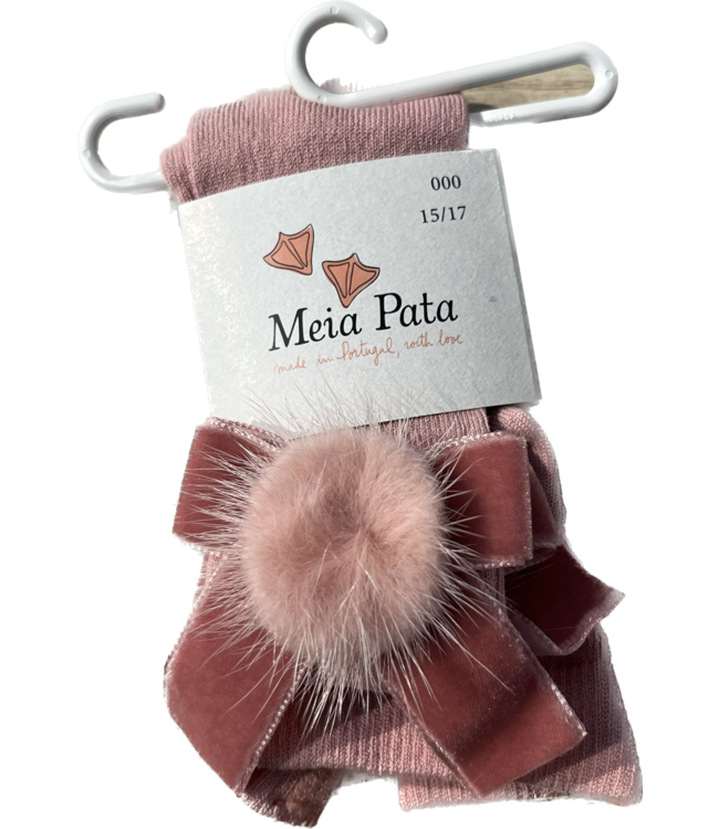 Meia Pata Meia Pata - Kousenbroek met strik en pompon - Roze