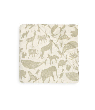Jollein Jollein - Hoeslaken Jersey 60x120cm Animals Olive Green
