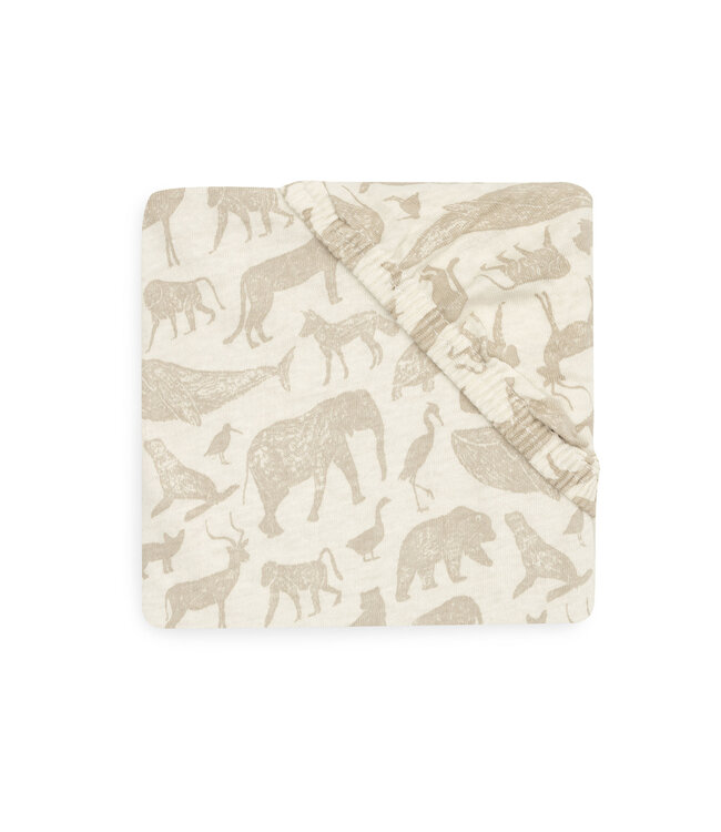 Jollein Jollein - Hoeslaken Jersey 60x120cm Animals Nougat