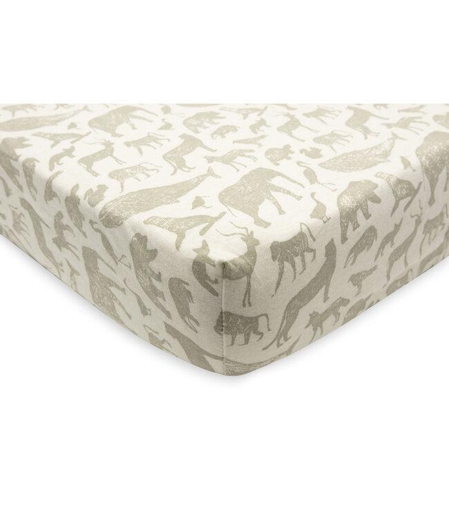 Jollein Jollein - Hoeslaken Jersey 70x140/75x150cm Animals Olive Green