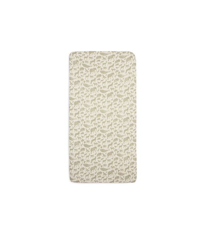 Jollein Jollein - Hoeslaken Jersey 70x140/75x150cm Animals Olive Green