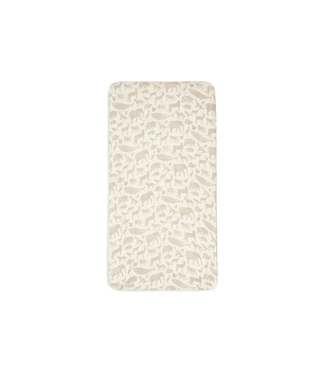 Jollein Jollein - Hoeslaken Jersey 70x140/75x150cm Animals Nougat