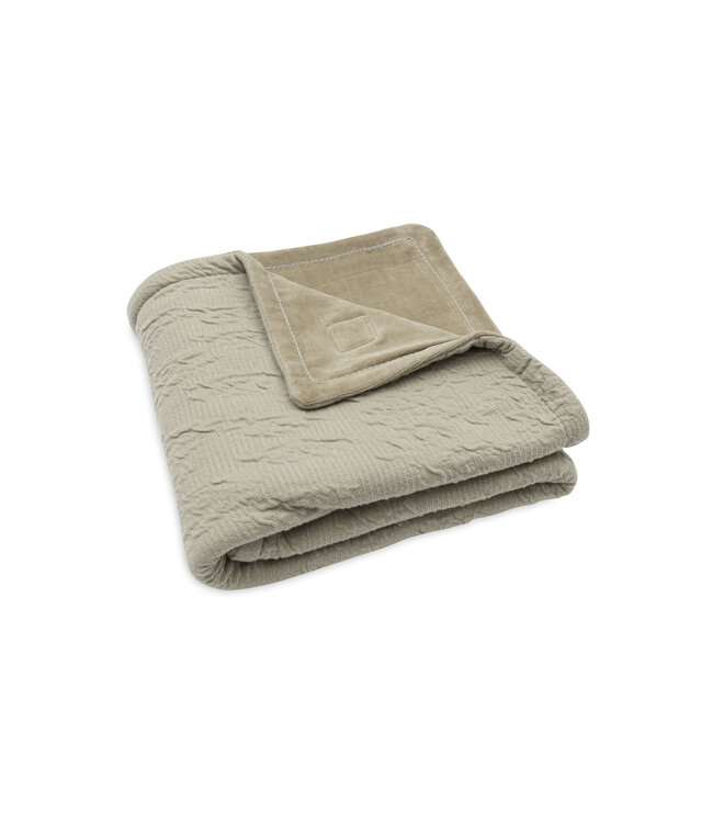 Jollein Jollein - Deken Wieg 75x100cm Soft Waves Olive Green/Velvet