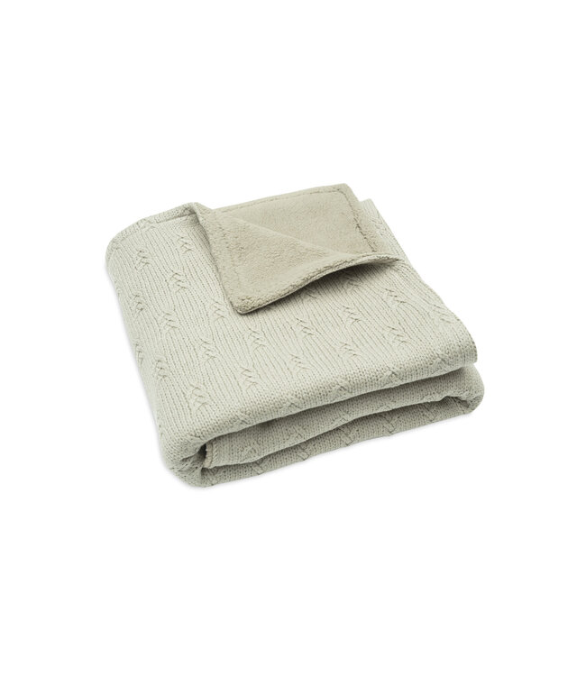 Jollein Jollein - Deken Wieg 75x100cm Grain Knit Olive Green/Velvet