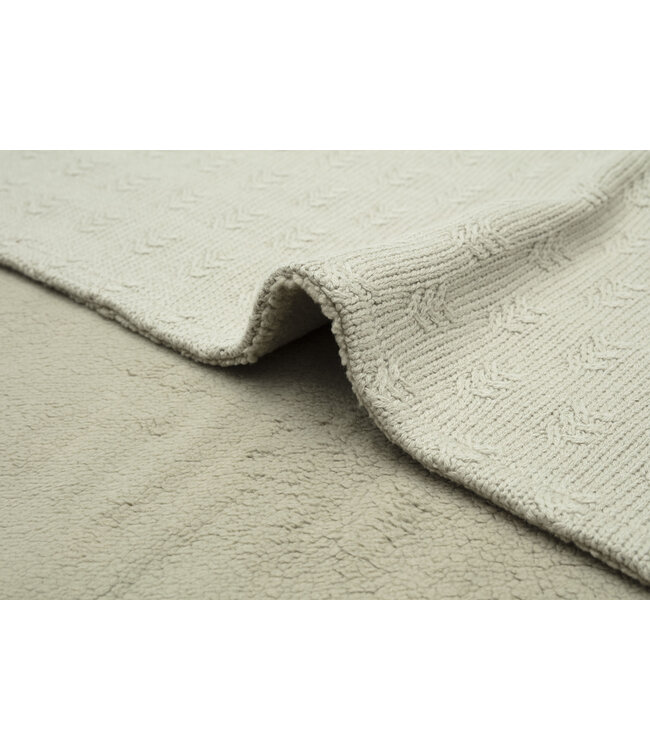 Jollein Jollein - Deken Wieg 75x100cm Grain Knit Olive Green/Velvet