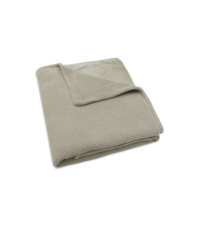Jollein Jollein - Deken Ledikant 100x150cm Basic Knit Olive Green/Fleece