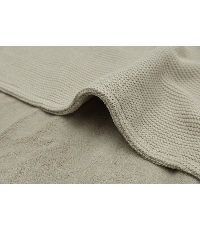 Jollein Jollein - Deken Ledikant 100x150cm Basic Knit Olive Green/Fleece