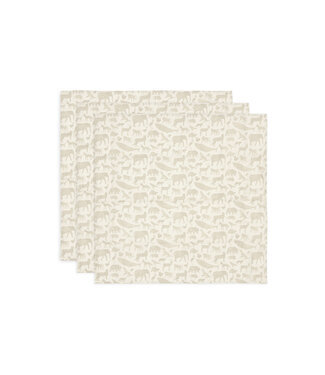 Jollein Jollein - Hydrofiele Doek Small 70x70cm Animals Nougat (3pack)