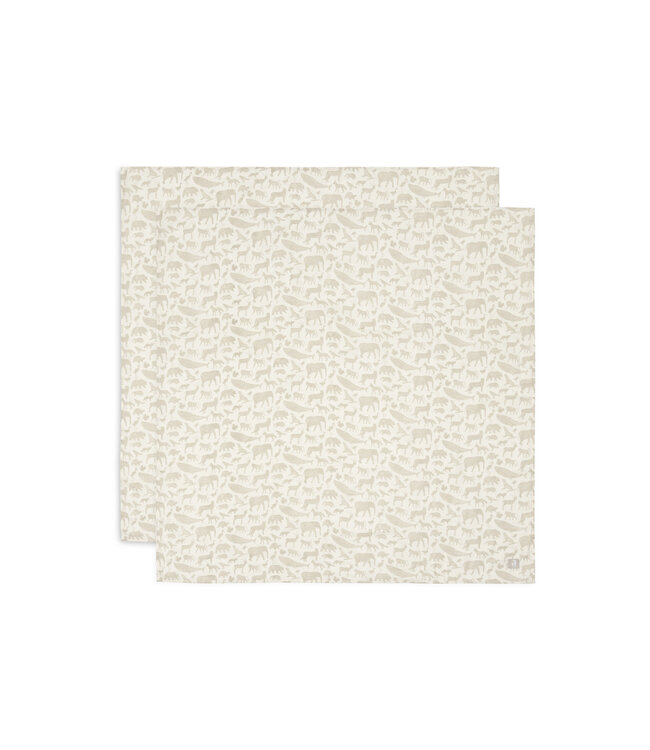 Jollein Jollein - Hydrofiele Doek Large 115x115cm Animals Nougat (2pack)