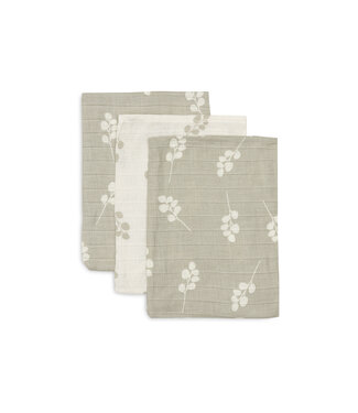 Jollein Jollein - Hydrofiel Washandje 15x20cm Twig Olive Green (3pack)