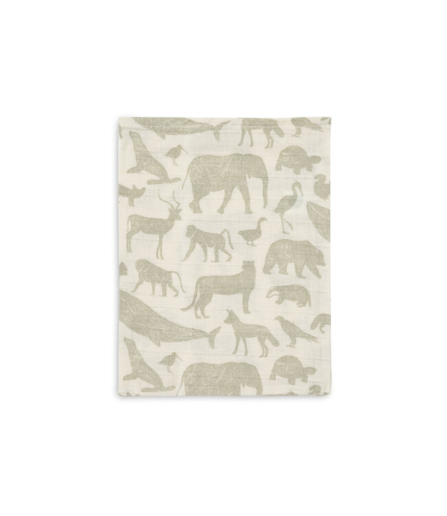 Jollein Jollein - Hydrofiel Washandje 15x20cm Animals Olive Green (3pack)