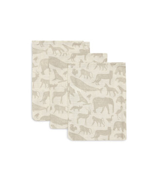 Jollein Jollein - Hydrofiel Washandje 15x20cm Animals Nougat (3pack)