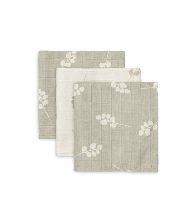 Jollein Jollein - Hydrofiel Monddoekje 31x31cm Twig Olive Green (3pack)