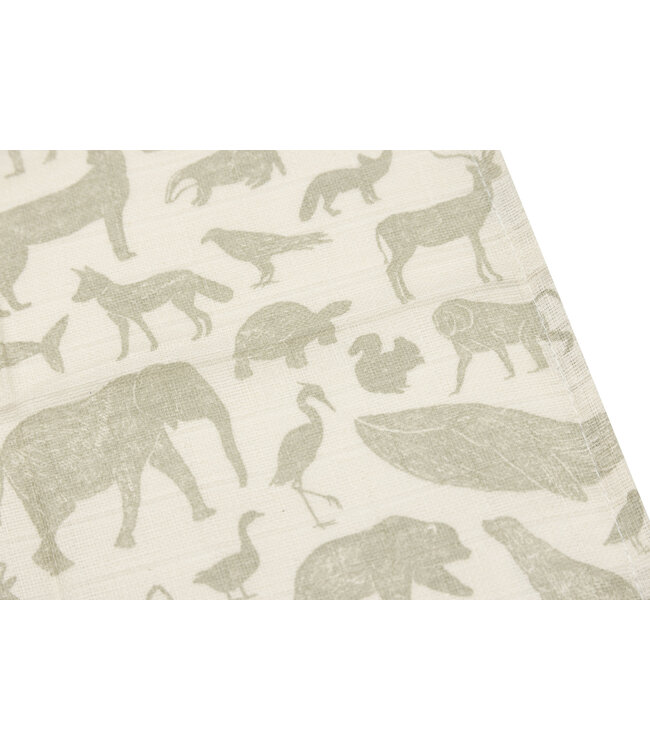 Jollein Jollein - Hydrofiel Monddoekje 31x31cm Animals Olive Green (3pack)