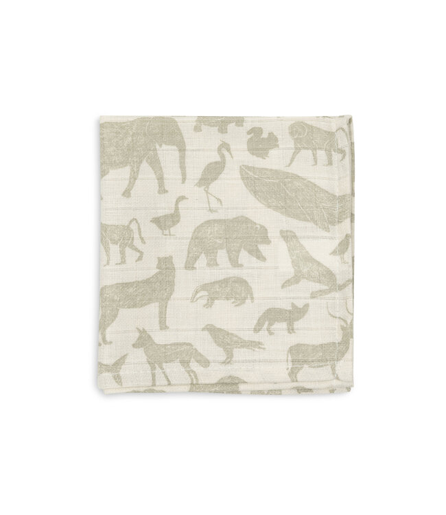 Jollein Jollein - Hydrofiel Monddoekje 31x31cm Animals Olive Green (3pack)