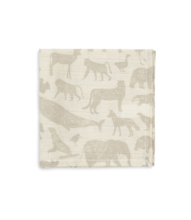 Jollein Jollein - Hydrofiel Monddoekje 31x31cm Animals Nougat (3pack)