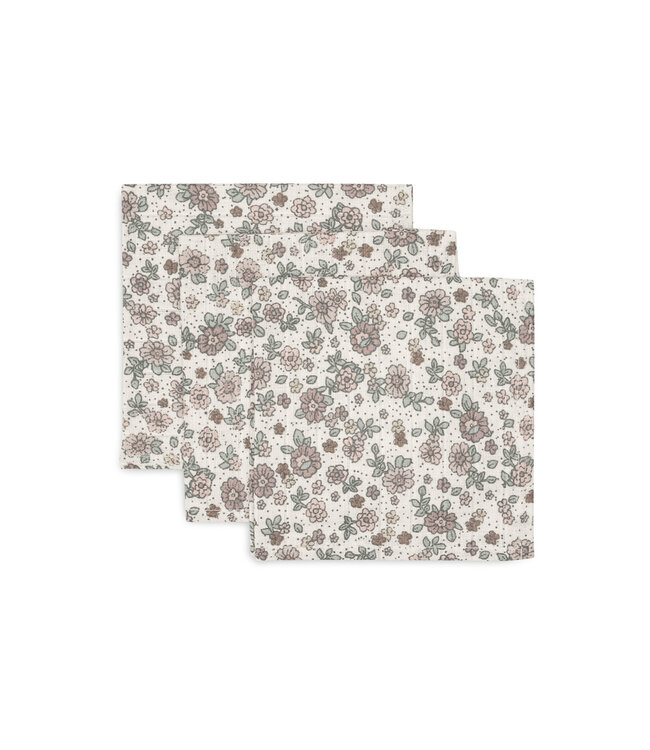 Jollein Jollein - Hydrofiel Monddoekje 31x31cm Retro Flowers (3pack)