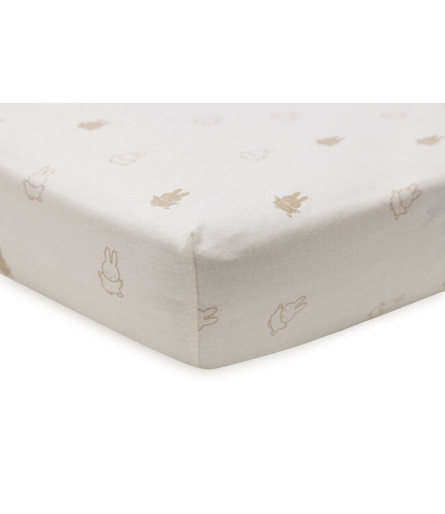 Jollein Jollein - Hoeslaken Jersey 60x120cm Happy Miffy Nougat