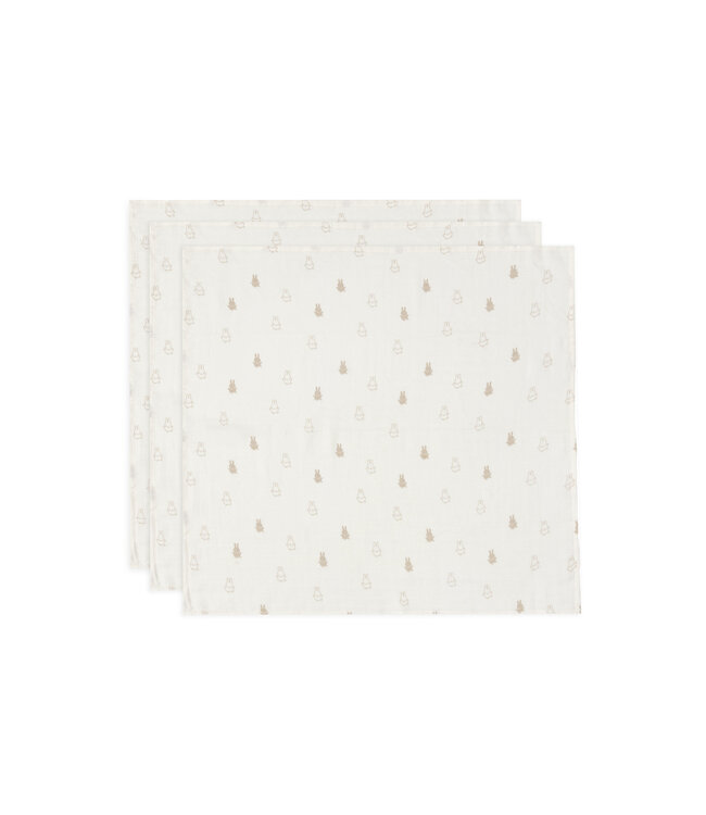 Jollein Jollein - Hydrofiele Doek Small 70x70cm Happy Miffy Nougat (3pack)