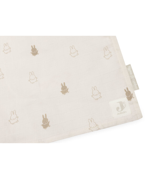 Jollein Jollein - Hydrofiele Doek Large 115x115cm Happy Miffy Nougat (2pack)