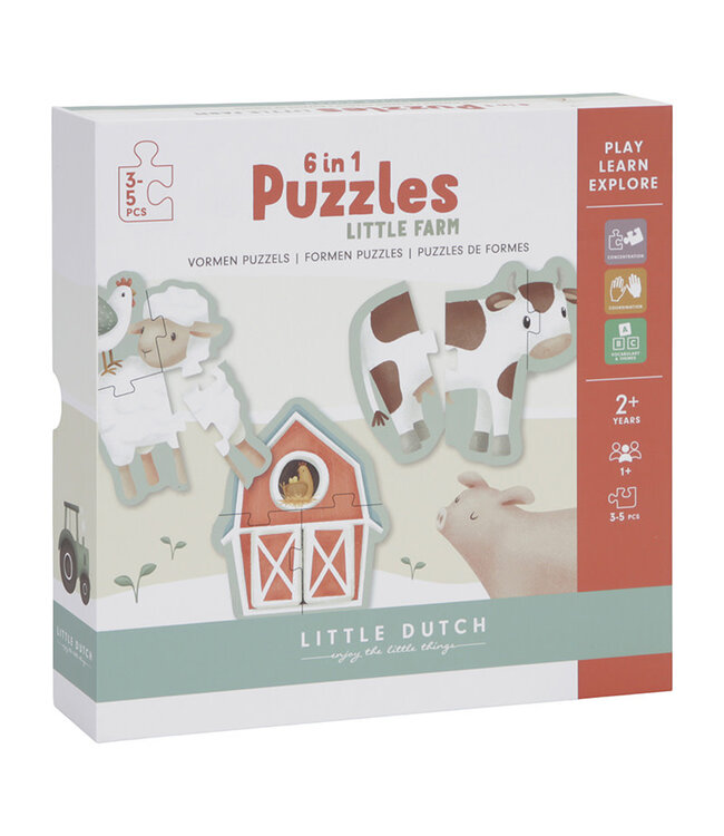 Little Dutch Toys Little Dutch Toys - 6 in 1 puzzel Little Farm FSC
