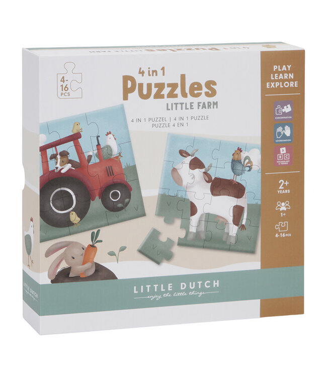 Little Dutch Toys Little Dutch Toys - 4 in 1 puzzel Little Farm FSC