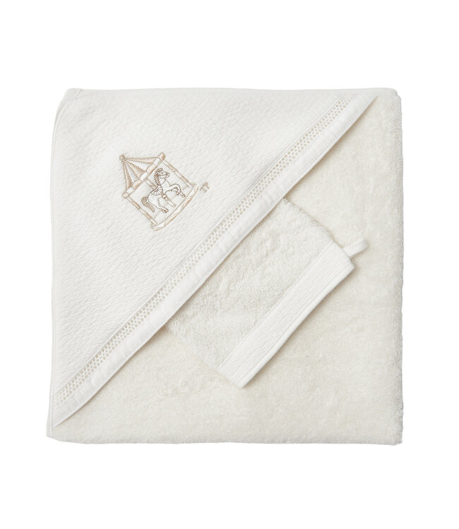 Theophile & Patachou Theophile & Patachou - Kaphanddoek + washandje Ivoor Carrousel