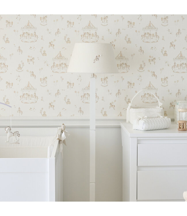 Theophile & Patachou Theophile & Patachou - Grote lampenkap geborduurd Ivoor Carrousel