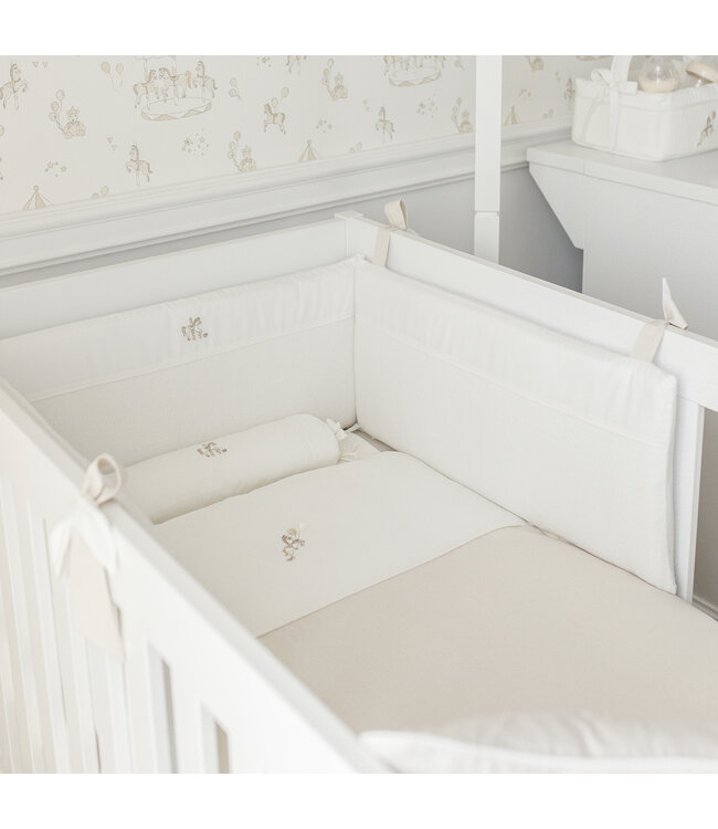 Theophile & Patachou Theophile & Patachou - Donsovertrek bed katoen 100x135cm  + sloop Beige Carrousel