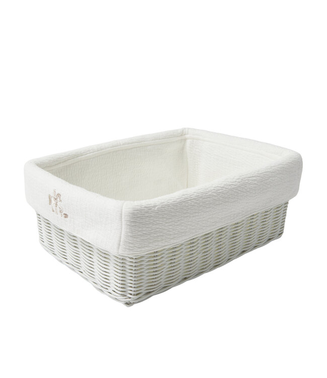 Theophile & Patachou Theophile & Patachou - Witte rieten mandje + Bekleding gewafeld Ivoor Carrousel