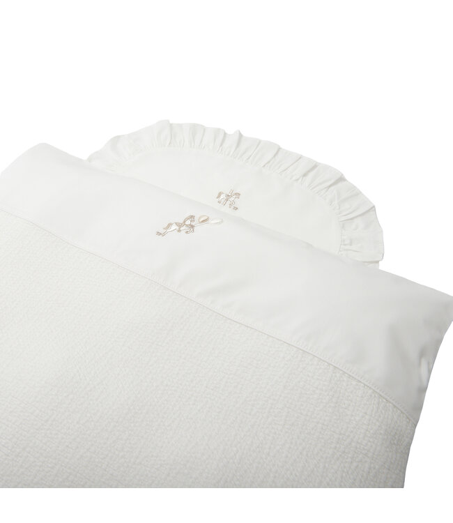 Theophile & Patachou Theophile & Patachou - Donsovertrek wieg gewafeld 80x80cm + sloop Ivoor Carrousel