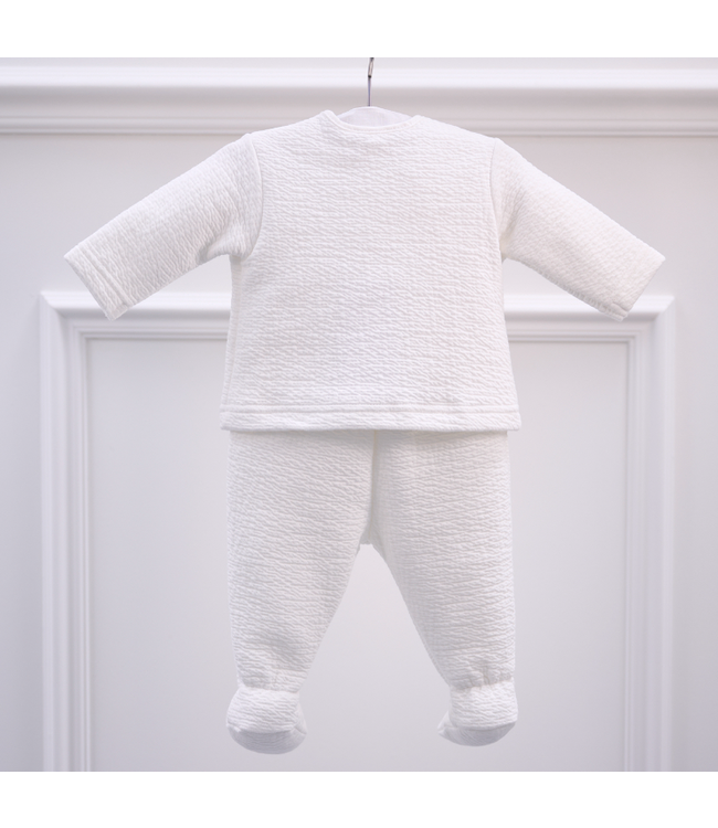 Theophile & Patachou Theophile & Patachou - Bloes jersey gewafeld + Broek -  Ivoor