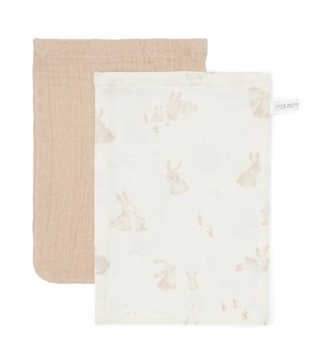 Little Dutch Little Dutch - Washandjes set hydrofiel Baby Bunny / Beige