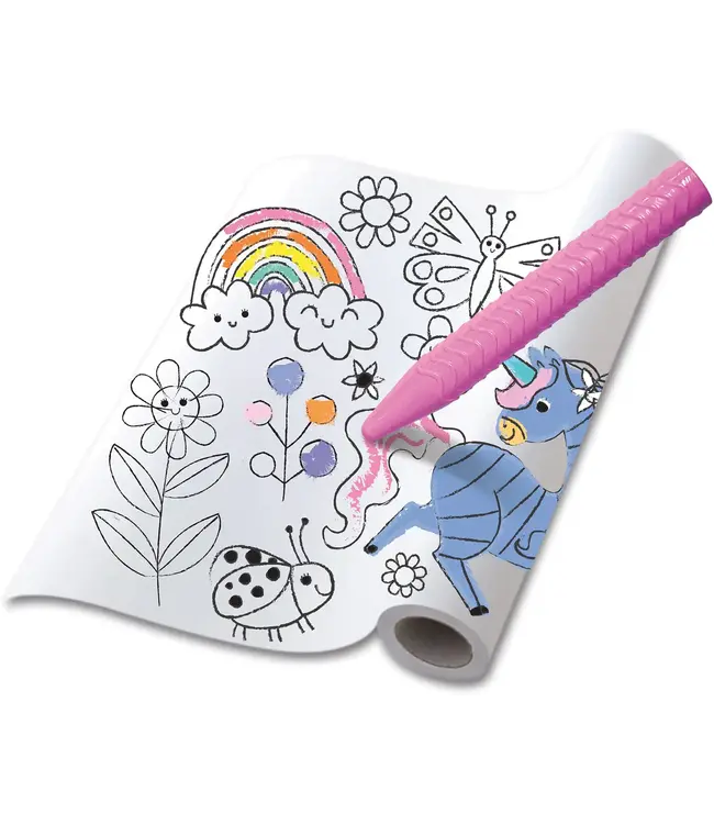 Haku Yoka Haku Yoka - KLEURROL KIT / EENHOORN 30x300cm, inclusief 12 waskrijtjes in spiraalvorm, afscheurbaar en zelfklevend, bevat 10% bijenwas, in doos 6,5x6,5x35cm, 3+