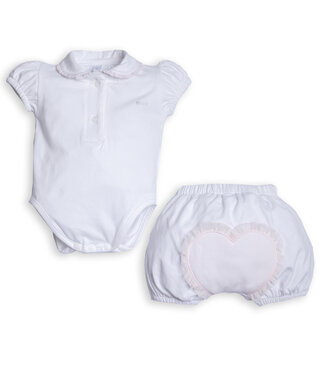 First First - G SET body & bloomer hart froufrou - white-pink