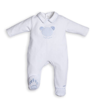 First First - BO U combi striped teddy bear on frontsi - white-azzuro