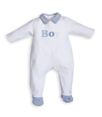First First - BO B rompersuit BOY - white-azzuro