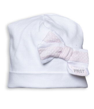 First First - G bonnet xl bow - white-pink