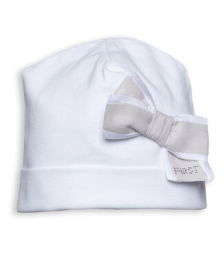 First First - G bonnet xl bow - white-beige