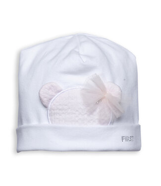 First First - G bonnet teddy frontside - white-pink