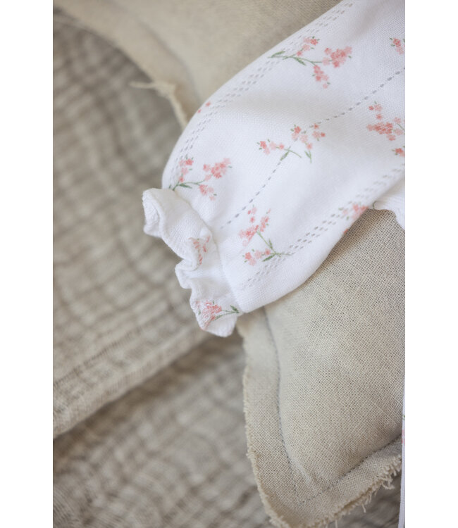 Tartine et Chocolat Tartine et Chocolat - Babypakje bloemen met kraag - wit/roze