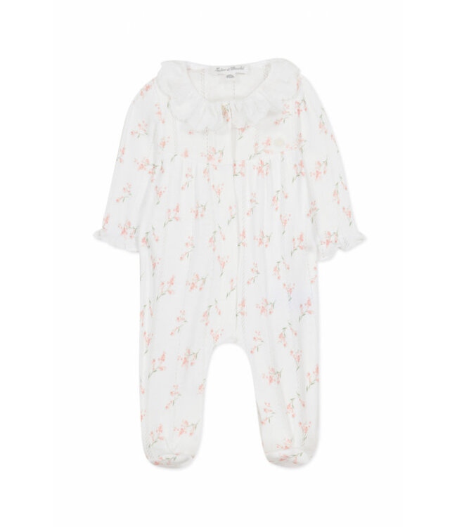 Tartine et Chocolat Tartine et Chocolat - Babypakje bloemen met kraag - wit/roze
