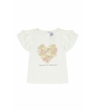 Tartine et Chocolat Tartine et Chocolat - T-shirt korte mouwen - flowers hartje - wit