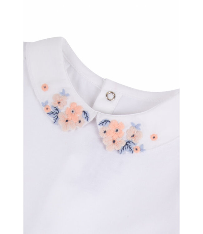 Tartine et Chocolat Tartine et Chocolat - Body kraag geborduurde bloemen - wit/blauw