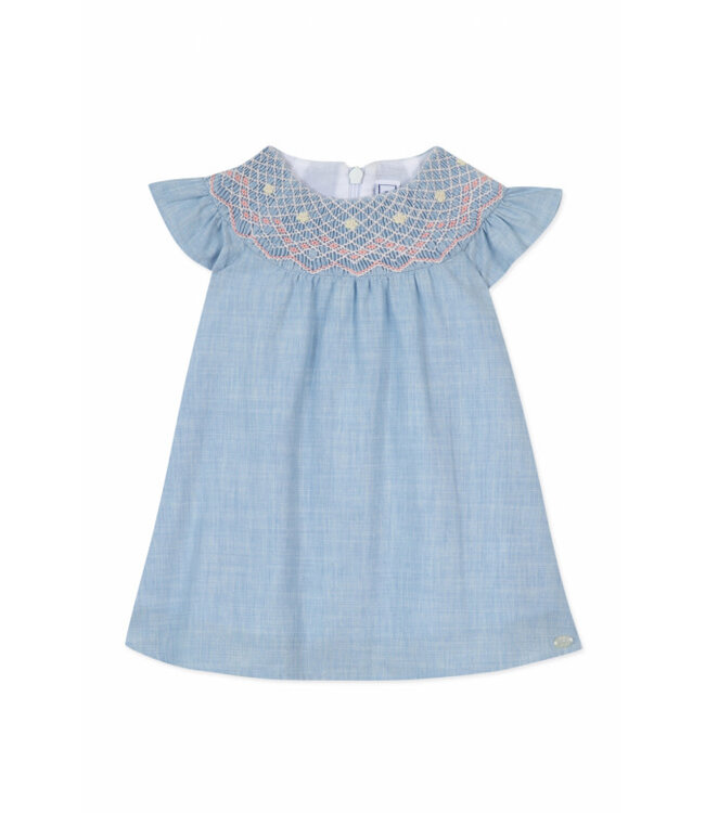 Tartine et Chocolat Tartine et Chocolat - Jurk met detail kraag - licht blauw