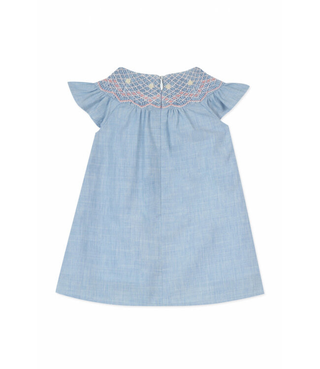Tartine et Chocolat Tartine et Chocolat - Jurk met detail kraag - licht blauw