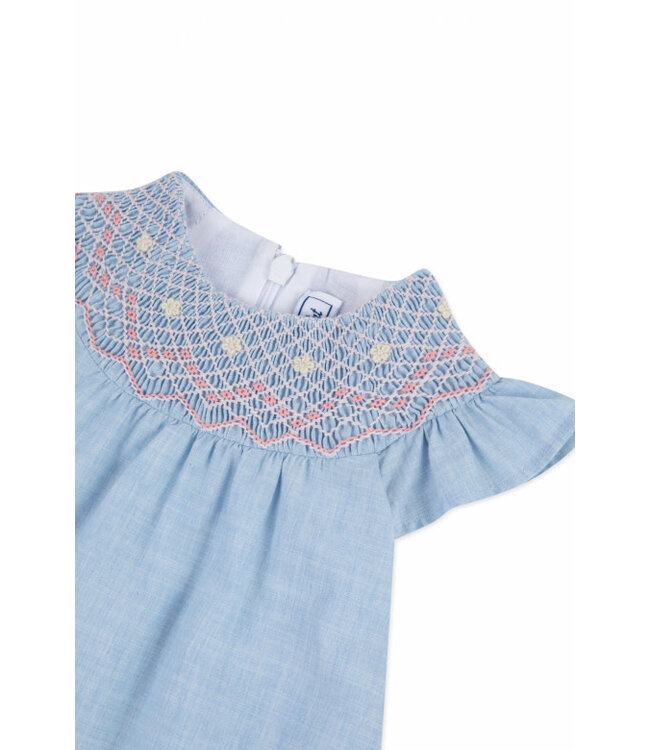 Tartine et Chocolat Tartine et Chocolat - Jurk met detail kraag - licht blauw