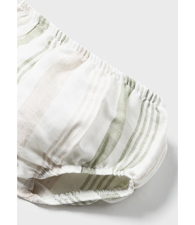 Mayoral Mayoral - Jurk linnen + bloomer - strepen - groen/beige