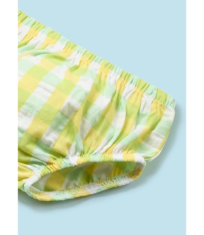 Mayoral Mayoral - Jurk + bloomer - ruitjes - geel/groen